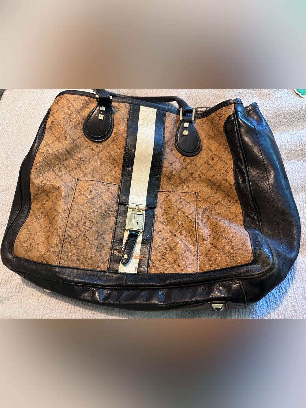 L.A.M.B bag! Large Brown/black/white checkered with gold hardware.